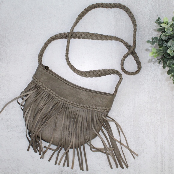 Mellow World Handbags - Mellow World Gray Fringe Crossbody Bag